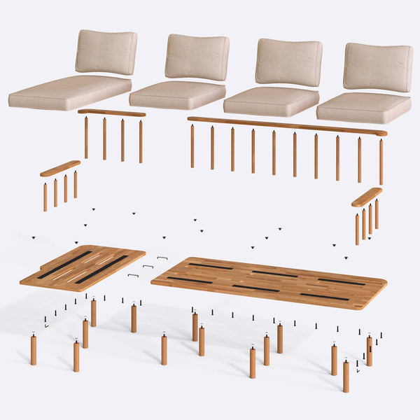 Lore Three Seat with Right Chaise