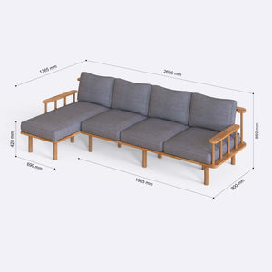Lore Three Seat with Right Chaise