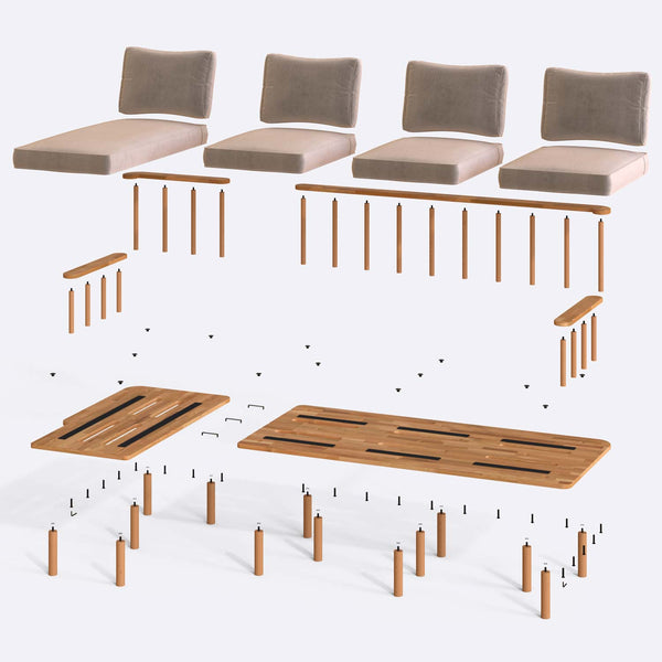 Lore Three Seat with Right Chaise