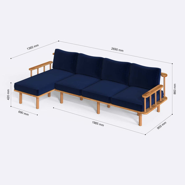 Lore Three Seat with Right Chaise