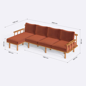 Lore Three Seat with Right Chaise