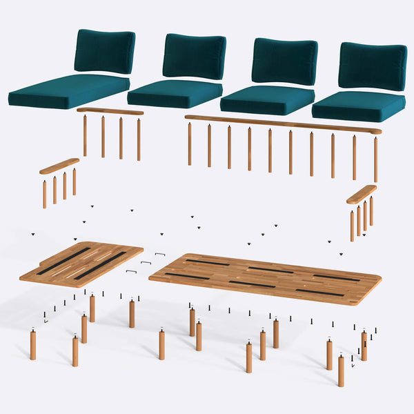 Lore Three Seat with Right Chaise