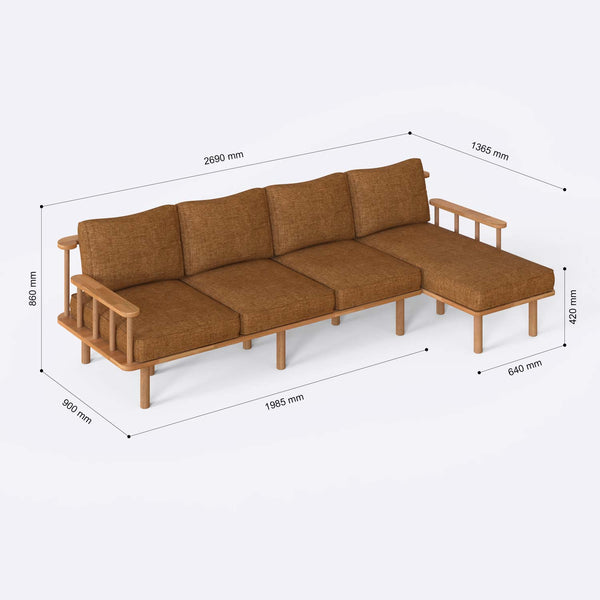 Lore Three Seat with Left Chaise