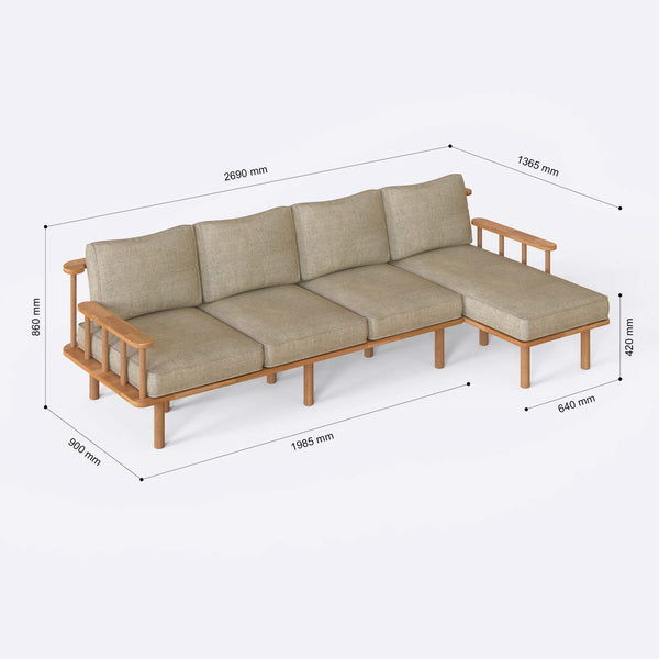 Lore Three Seat with Left Chaise