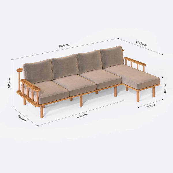 Lore Three Seat with Left Chaise