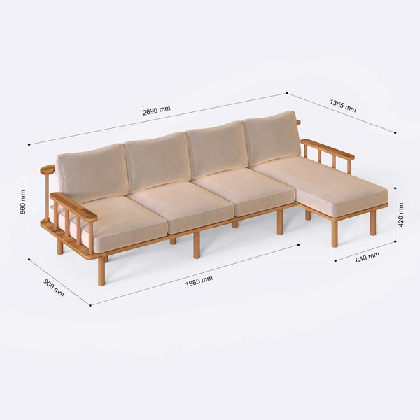 Lore Three Seat with Left Chaise