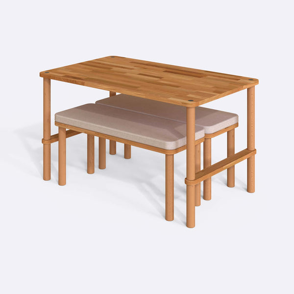 Reva Dining Table and Bench Set – 51" x 31" (130 x 78 cm)
