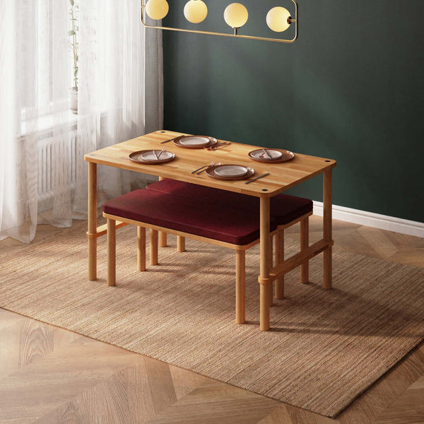Reva Dining Table and Bench Set – 51" x 31" (130 x 78 cm)