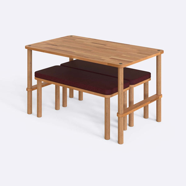 Reva Dining Table and Bench Set – 51" x 31" (130 x 78 cm)