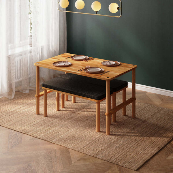 Reva Dining Table and Bench Set – 51" x 31" (130 x 78 cm)