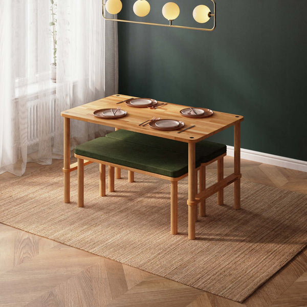 Reva Dining Table and Bench Set – 51" x 31" (130 x 78 cm)