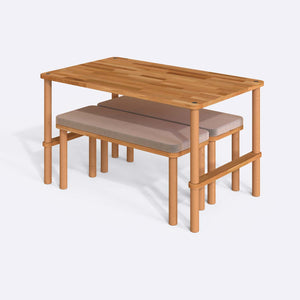 Reva Dining Table and Bench Set – 51" x 31" (130 x 78 cm)