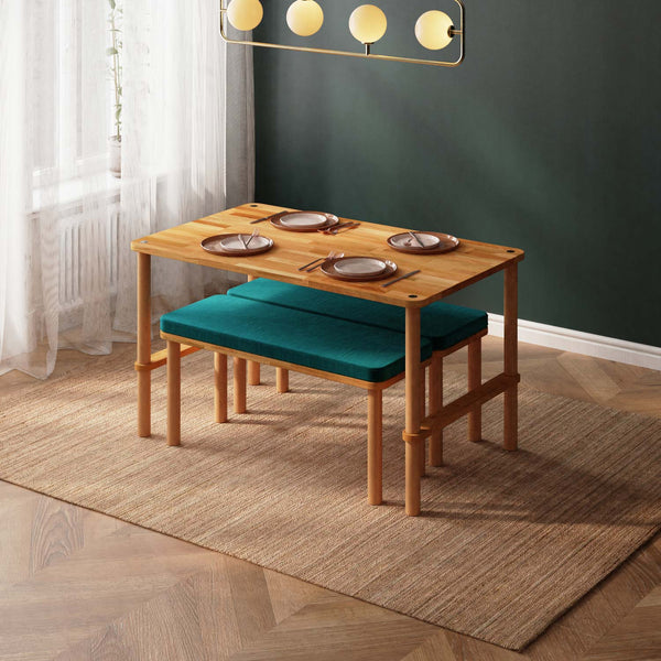Reva Dining Table and Bench Set – 51" x 31" (130 x 78 cm)