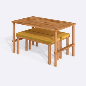 Reva Dining Table and Bench Set – 51" x 31" (130 x 78 cm)