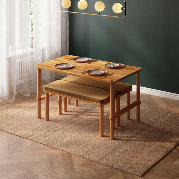 Reva Dining Table and Bench Set – 51" x 31" (130 x 78 cm)