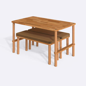 Reva Dining Table and Bench Set – 51" x 31" (130 x 78 cm)