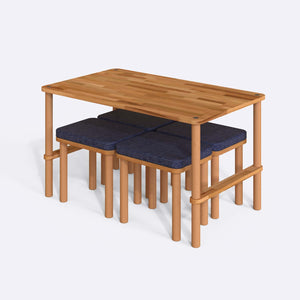 Reva Dining Table and Stool Set – 51" x 31" (130 x 78 cm)