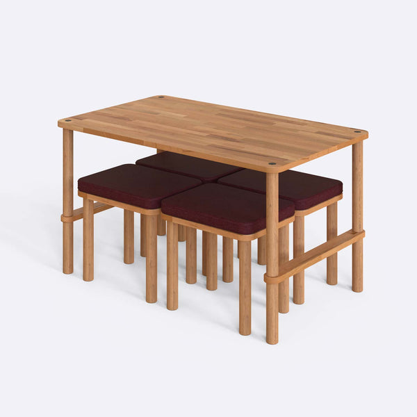 Reva Dining Table and Stool Set – 51" x 31" (130 x 78 cm)