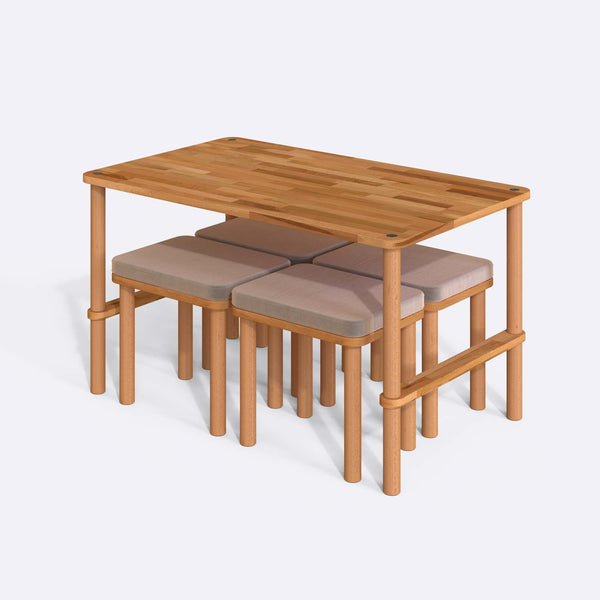 Reva Dining Table and Stool Set – 51" x 31" (130 x 78 cm)