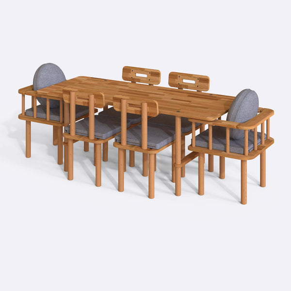 Lugh Dining Table and Chair Set – 75" x 31" (190 x 78 cm)