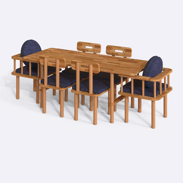 Lugh Dining Table and Chair Set – 75" x 31" (190 x 78 cm)