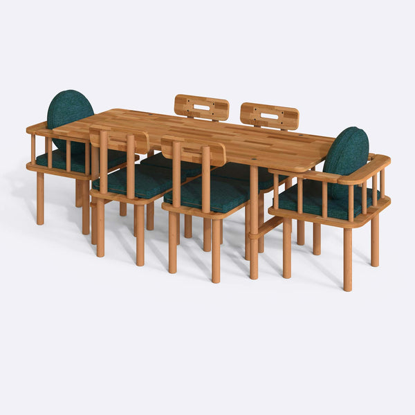Lugh Dining Table and Chair Set – 75" x 31" (190 x 78 cm)