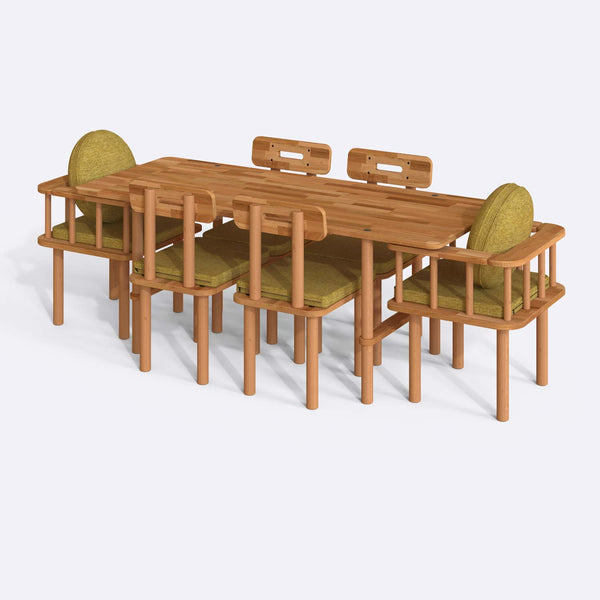 Lugh Dining Table and Chair Set – 75" x 31" (190 x 78 cm)