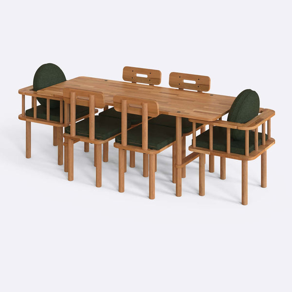 Lugh Dining Table and Chair Set – 75" x 31" (190 x 78 cm)