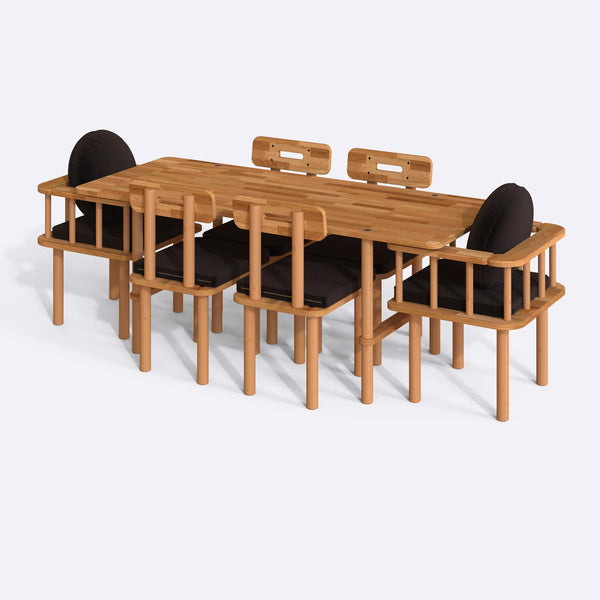 Lugh Dining Table and Chair Set – 75" x 31" (190 x 78 cm)