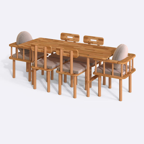 Lugh Dining Table and Chair Set – 75" x 31" (190 x 78 cm)