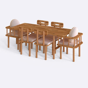 Lugh Dining Table and Chair Set – 75" x 31" (190 x 78 cm)