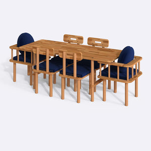 Lugh Dining Table and Chair Set – 75" x 31" (190 x 78 cm)