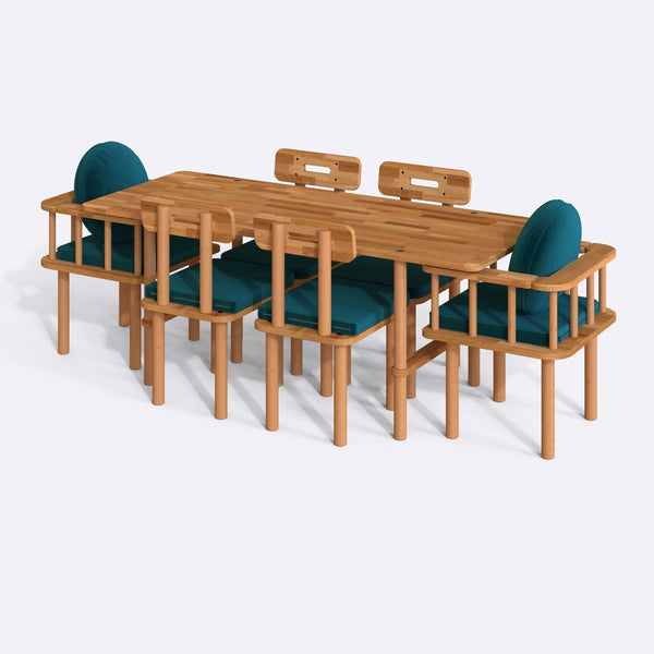 Lugh Dining Table and Chair Set – 75" x 31" (190 x 78 cm)