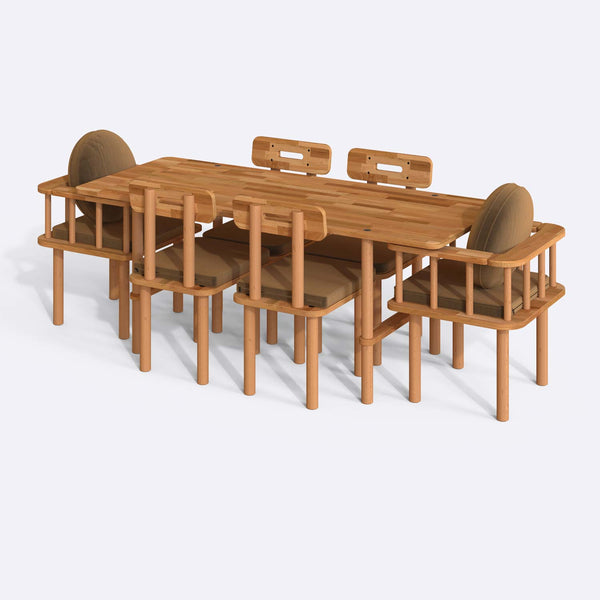 Lugh Dining Table and Chair Set – 75" x 31" (190 x 78 cm)