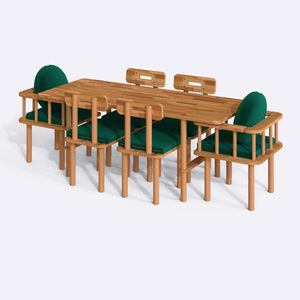 Lugh Dining Table and Chair Set – 75" x 31" (190 x 78 cm)