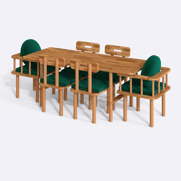 Lugh Dining Table and Chair Set – 75" x 31" (190 x 78 cm)
