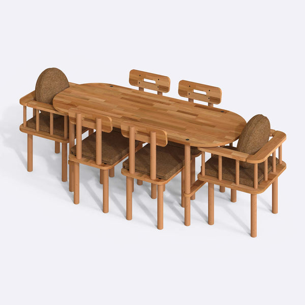 Agna Dining Table and Chair Set – 75" x 31" (190 x 78 cm)