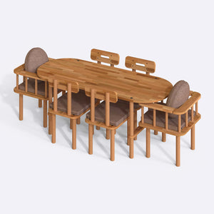 Agna Dining Table and Chair Set – 75" x 31" (190 x 78 cm)