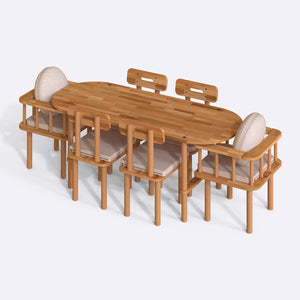 Agna Dining Table and Chair Set – 75" x 31" (190 x 78 cm)