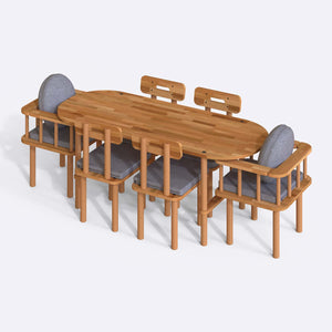 Agna Dining Table and Chair Set – 75" x 31" (190 x 78 cm)