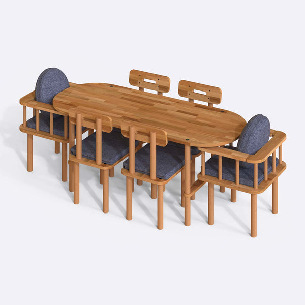 Agna Dining Table and Chair Set – 75" x 31" (190 x 78 cm)