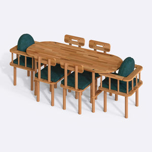 Agna Dining Table and Chair Set – 75" x 31" (190 x 78 cm)