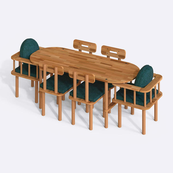 Agna Dining Table and Chair Set – 75" x 31" (190 x 78 cm)