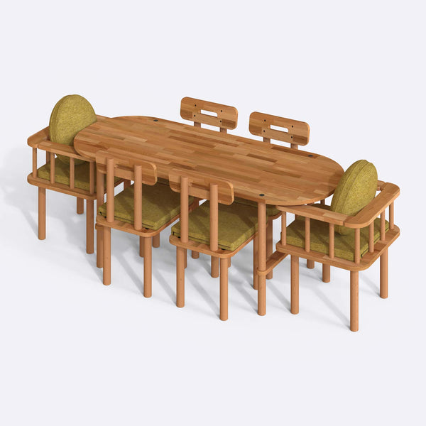 Agna Dining Table and Chair Set – 75" x 31" (190 x 78 cm)