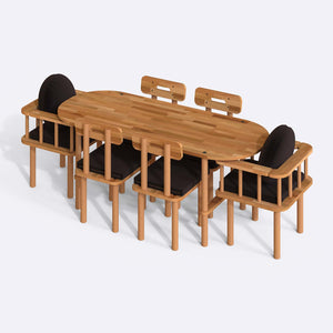 Agna Dining Table and Chair Set – 75" x 31" (190 x 78 cm)