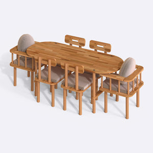 Agna Dining Table and Chair Set – 75" x 31" (190 x 78 cm)