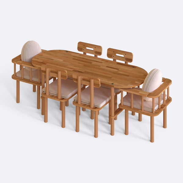 Agna Dining Table and Chair Set – 75" x 31" (190 x 78 cm)