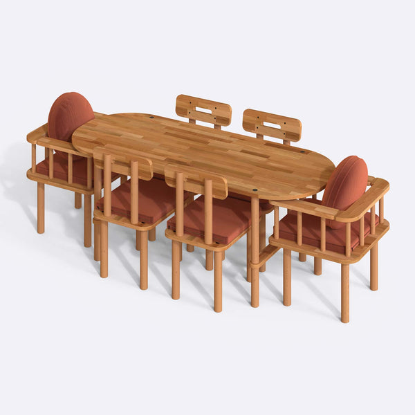 Agna Dining Table and Chair Set – 75" x 31" (190 x 78 cm)