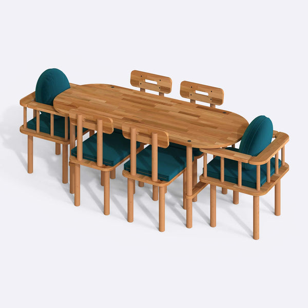 Agna Dining Table and Chair Set – 75" x 31" (190 x 78 cm)