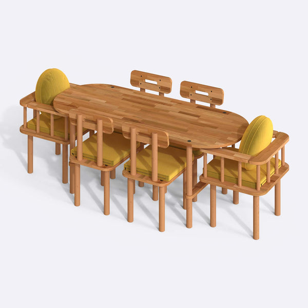 Agna Dining Table and Chair Set – 75" x 31" (190 x 78 cm)